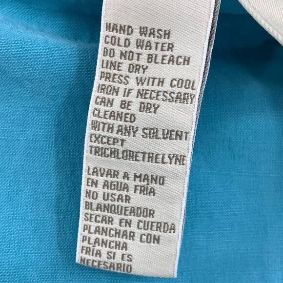 Vintage Easy Spirit Blue Silk Linen Blend Zip Lightweight Pockets Pencil Skirt - Picture 5 of 9